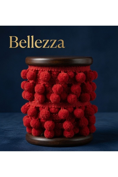 Bellezza Concept Ponpon Şerit 4 Metre Dekoratif Süslemesi Kırmızı