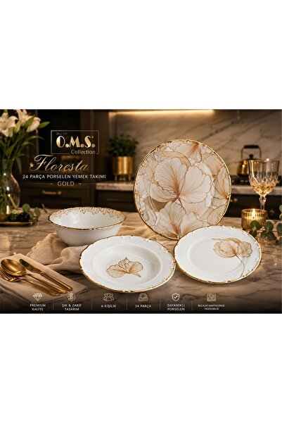 OMS Floresta 24 Parça Premium Kalite Porselen Yemek Takımı ( 11107 )