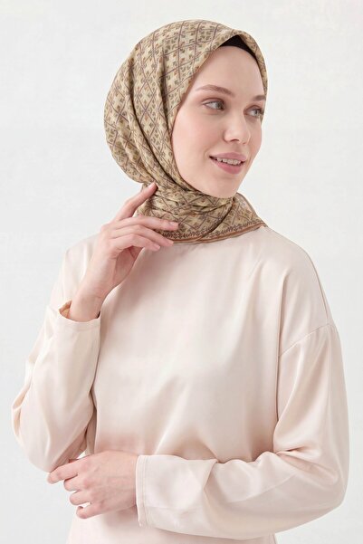 Silk Home Soft Scarf Minimal Motif Cream
