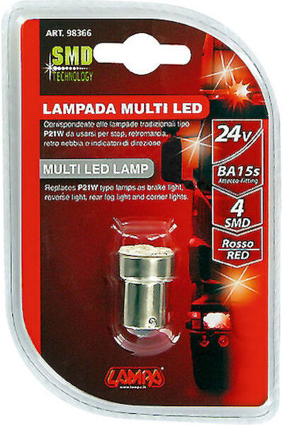 Lampa Λάμπες Αυτοκινήτου Hyper-LED Ισχύος 12 Κόκκινες P21W-BA15S-1156 LED Κόκ...