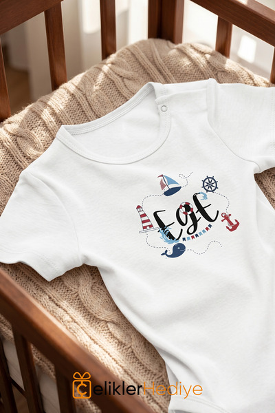 ÇELİKLER HEDİYE Aegean Sea Printed Baby Bodysuit 100% Cotton Unisex Bodysuit