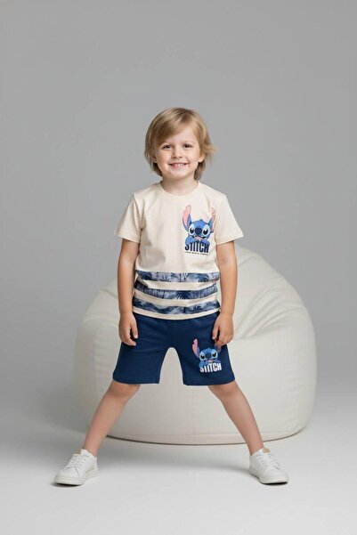 LUFFY KİDS Printed Boys' T-Shirt and Shorts Set 1055