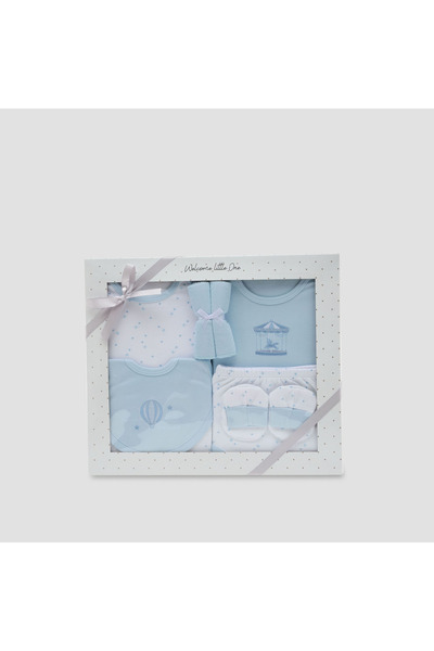 Juniors 6-Piece Boys Gift Set - Cotton - Bodysuit, Booties, Bib, Wash Cloth, ...