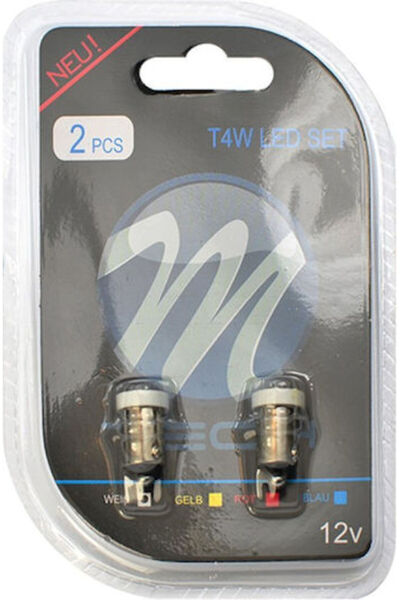 M-TECH Λάμπες Αυτοκινήτου & Μοτοσικλέτας BA9S / T4W LED Λευκό 12V 0.32W 2 τεμ...