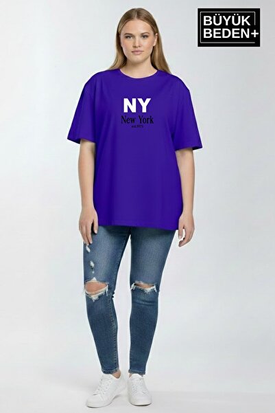 Superlife Women's Plus Size Ny New York Printed 3Xl-6Xl Crew Neck T-Shirt Spr...