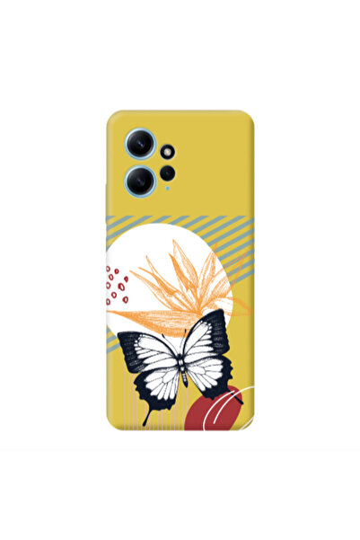 Other Xiaomi Redmi Note 12 4G Butterfly Lines Yellow Colored Silicone TPU Θήκη