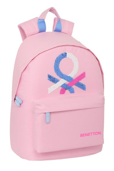 Benetton Ροζ Σχολική Τσάντα Πλάτης με Θήκη για Λάπτοπ