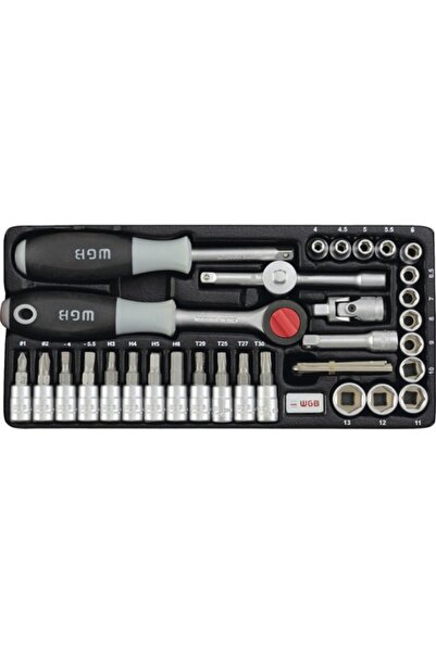 OEM Trusă chei tubulare WGB 1/4", 36 piese, crom-vanadiu