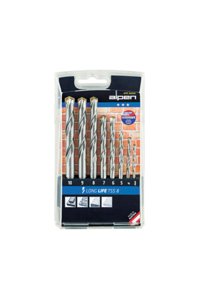 OEM Set burghie zidărie Alpen Ø3-10 mm, 8 piese, Long Life