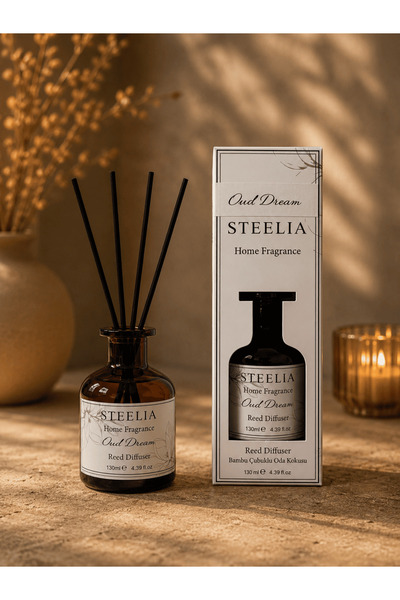 STEELİA Oud Dream Bambu Çubuklu Oda Kokusu 120 ml Uzun Süre Kalıcı Reed Diffuser