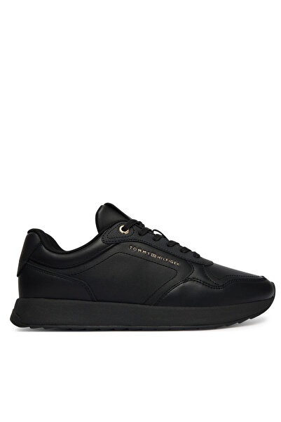 Tommy Hilfiger Γυναικεία Δερμάτινα Retro Runner Sneakers Μαύρα FW0FW09411-BDS