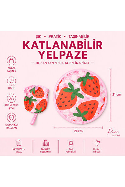RoseCo00 Katlanabilir Kolay Taşınabilir Çıtçıtlı Yuvarlak Anahtarlık Yelpaze ...