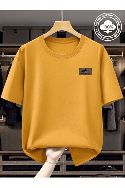 gencerco HARDAL SARI Dağ Tasarım Baskılı Premium Oversize T-shirt