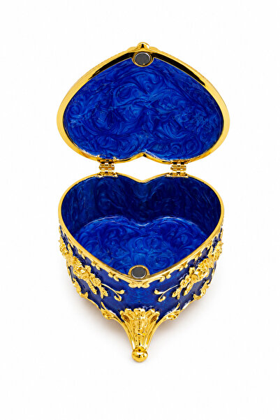 taru pasaj Heart Shaped Jewelry Box Gold Embellished Crystal Stone Jewelry Bo...