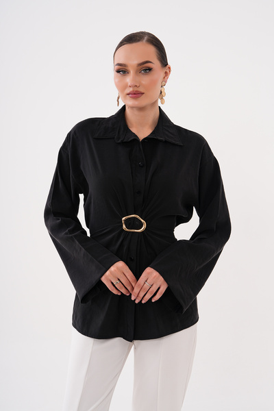 Mega Life Modal Woven Shirt with Back Belt Fastening and Front Buckle Detail