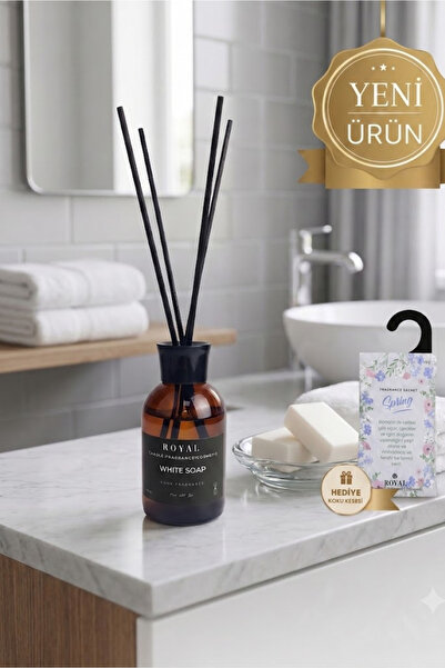 ROYAL MUM Beyaz Sabun (White Soap) Çubuklu Oda Kokusu 100 ml - Şık Amber Şişe...