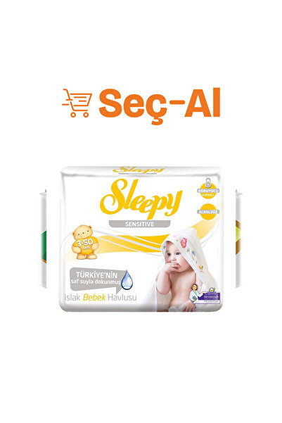 Sleepy مناشف مبللة حساسة الملمس 3 × 50 قطعة (عبوة من 4 قطع)