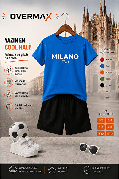OVERMAX Milano Printed Children's Set – T-Shirt & Shorts 2-Piece Combination ...
