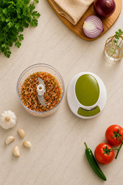 Sariva Home Drawstring Rondo 3-Blade Manual Chopper with Bowl for Vegetables, Onions, and Garlic