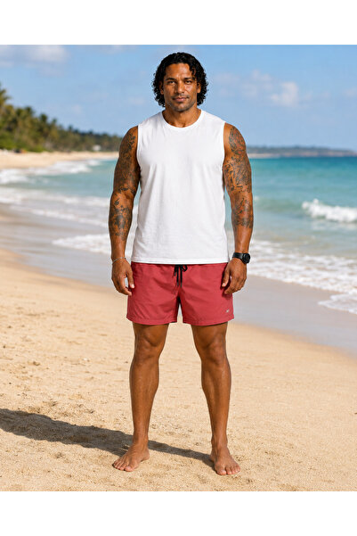 MocGrande Men's Large Size Swim Shorts Turtle 26602 Red