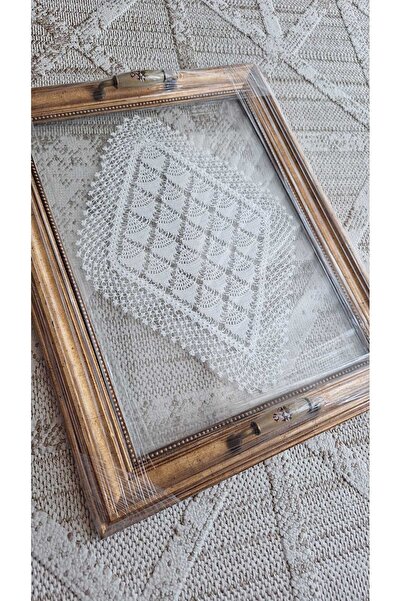 SOUL BY A&B Glass Tray Custom Made Lace Detailed Tray Presentation Tray Coffe...