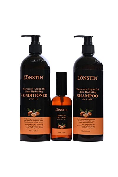 Lonstin Lonestine Argan Oily Set |   Shampoo, Conditioner, and Hair Repair Oil