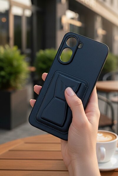 batuteknoloji Redmi A7 Pro 4G-5G Kartlıklı Standlı Suni Deri BTU Silikon Kapak