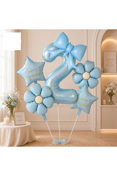 ÇITIPITISTORE Blue Daisy Number Bow Star Birthday Party Age Set