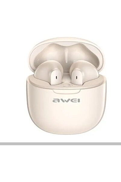 AWEI T68 Ακουστικά Bluetooth Handsfree με Θήκη Φόρτισης Μπεζ