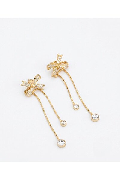 Nevara Women's Fashion Bowknot Dangle Earrings with Rhinestone Chains and Shi...