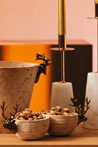 Paşabahçe Deer Travertine Twin Bowl, Stylish Tableware, Kitchen Accessory