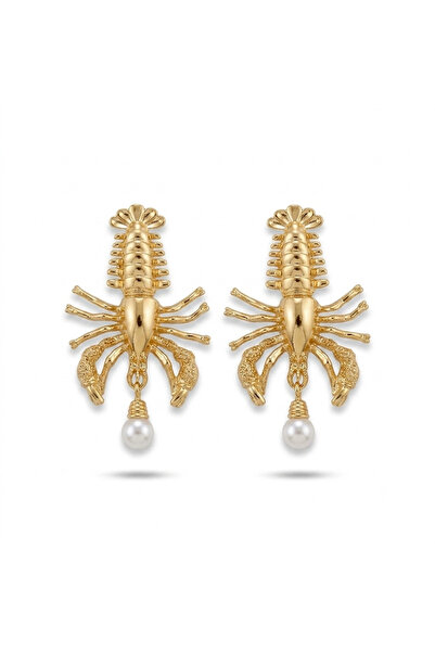 h&b design jewel Steel Pearl Detailed Scorpion Earrings