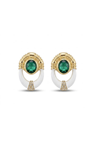 h&b design jewel White Enamel Earrings