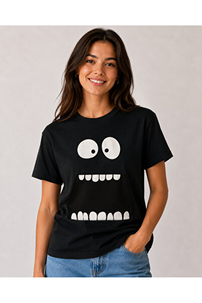VODEXA Unisex Oversize T-Shirt Open Mouth Printed 100% Cotton T-Shirt Comfort...