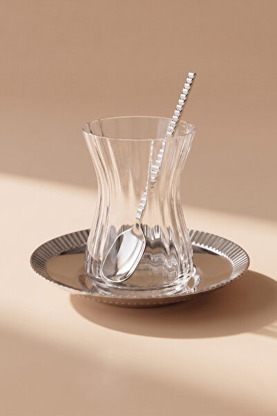 ÖzSa Home Mios Round 18 Piece Tea Set for 6 People 18/10 Stainless Steel