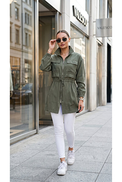 WestBound Women's Hakim Collar Waist-Tie Sports Cap Jacket