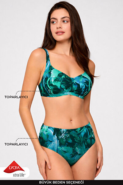 Kom Groen Çiçek Desenli Toparlayıcı Bikini