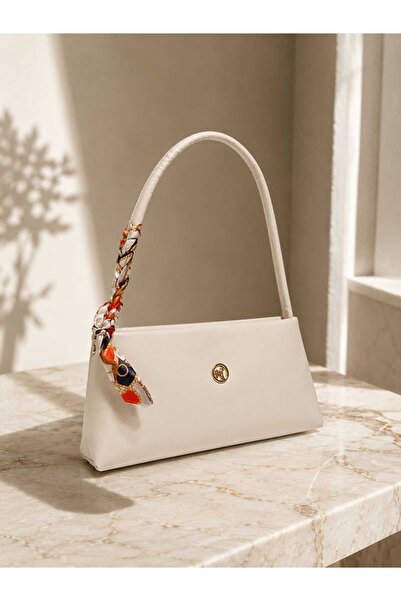 ZİVORA Women's Scarf Detailed Baguette Bag Leather Look Shoulder Bag Zippered...