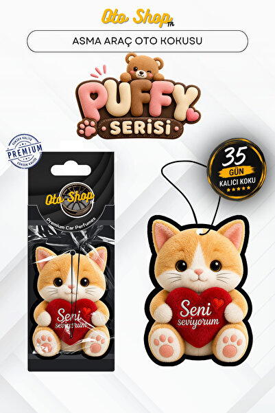 OTOSHOPTR Kedi Seni Seviyorum Kalpli Puffy Serisi Oto Araç Kokusu