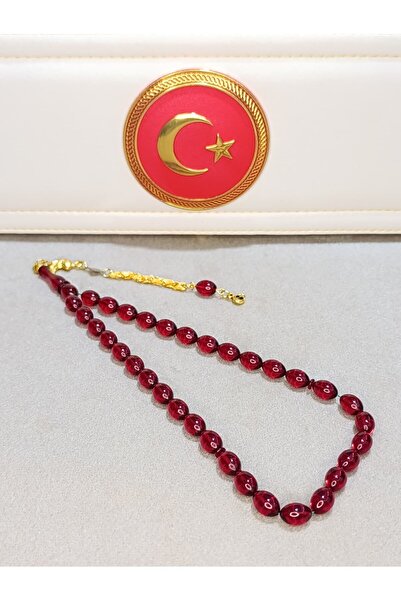 HALİL KOÇAK سبحة من حجر العنبر الناري مصنوعة يدويًا بحرفية عالية