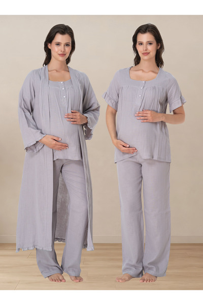 ByLohusa Muslin Fabric Pajama Set for Pregnant and Postpartum Women Effortt -...
