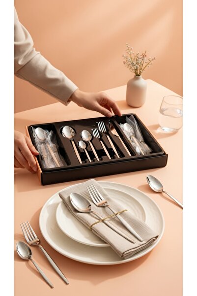 qtahya homes queen of kütahya Elite Mirror 36 Piece 18/10 Stainless Steel Cut...