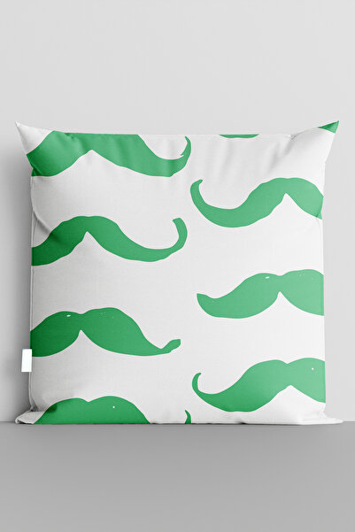 TicaretJet غطاء وسادة مطبوع رقميًا على الوجهين من Green Mustaches - 6404