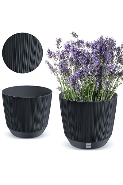 EDANTI Ghiveci Ryfo Home 16.8 cm striat antracit pentru masă și pervaz