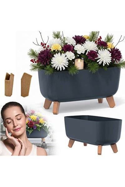 EDANTI Gracia Case Jardinieră tip jgheab pentru cimitir, pentru All Saints, 3...