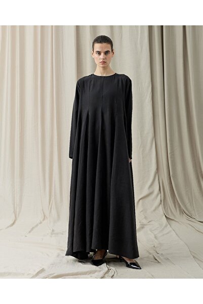 Aybikestil Tencel Godeli Elbise Siyah