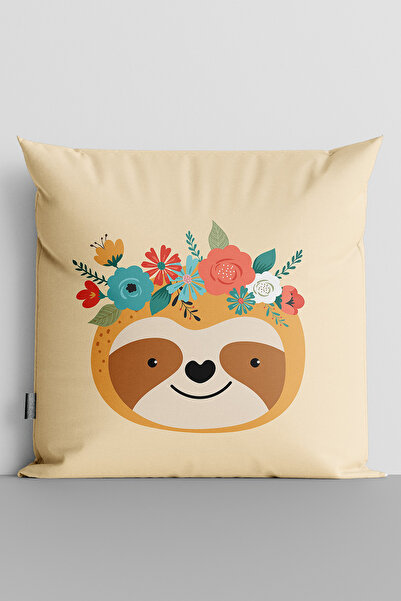 TicaretJet Cute Bear Double Sided Digital Printed Children's Room Throw Pillo...