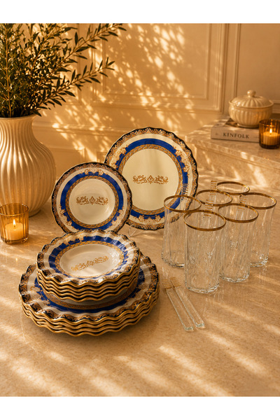 GÜRCÜGLASS Crown model 24 piece tea enjoyment with spoon