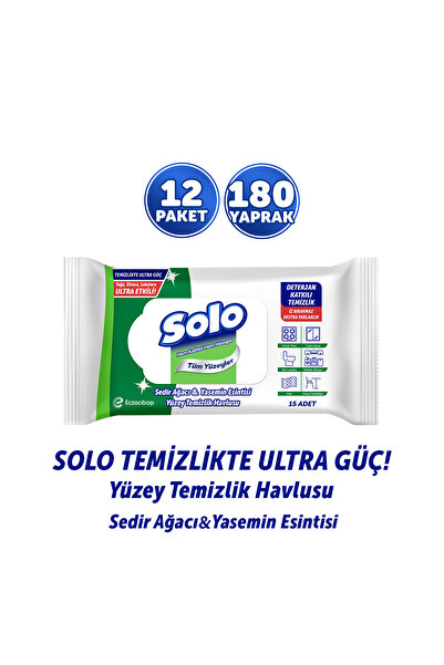 Solo Ultra Güç Sedir Ağacı&Yasemin Esintisi Seyahat Boy Yüzey Temizlik Havlus...