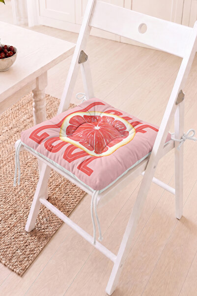 Home Limon Motifli Pofidik Sandalye Minderi - Pink ve Love Desenli Dekoratif ...